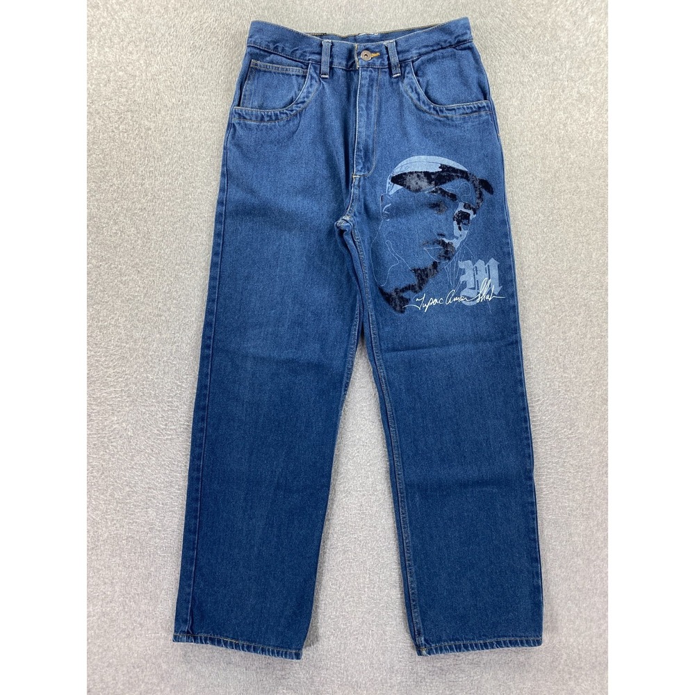 Makaveli Tupac Jeans Youth 20‎ (Fits 29x30) Baggy Straight Street 5-Pocket Denim